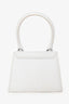Jacquemus White Leather 'Le Chiquito Moyen' Top Handle Bag with Strap