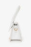 Jacquemus White Leather 'Le Chiquito Moyen' Top Handle Bag with Strap