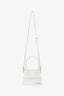 Jacquemus White Leather 'Le Chiquito Moyen' Top Handle Bag with Strap