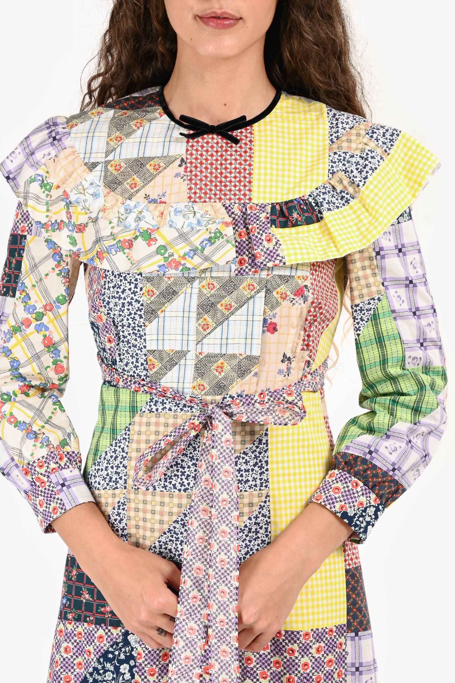 Miu Miu 2020 Patchwork Long Sleeve Midi Dress Size 40 – Mine