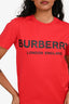 Burberry Red 'Burberry London England' T-Shirt Size XS