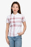 Burberry London White/Pink Check Polo T-Shirt Size XS