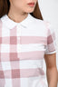 Burberry London White/Pink Check Polo T-Shirt Size XS
