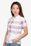 Burberry London White/Pink Check Polo T-Shirt Size XS