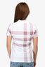 Burberry London White/Pink Check Polo T-Shirt Size XS