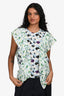 Kenzo Blue/White Floral Print Ruffle Detail Blouse Size 34