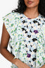 Kenzo Blue/White Floral Print Ruffle Detail Blouse Size 34