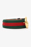 Gucci Black/Red GG Marmont Canvas/Leather Web Belt Size 34