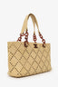 Pre-Loved Chanel™ 2003-04 Beige Caviar Perforated Bekko Chain Tote