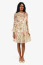Needle & Thread Pink Harlequin Rose Ruffle Mini Dress Size 2