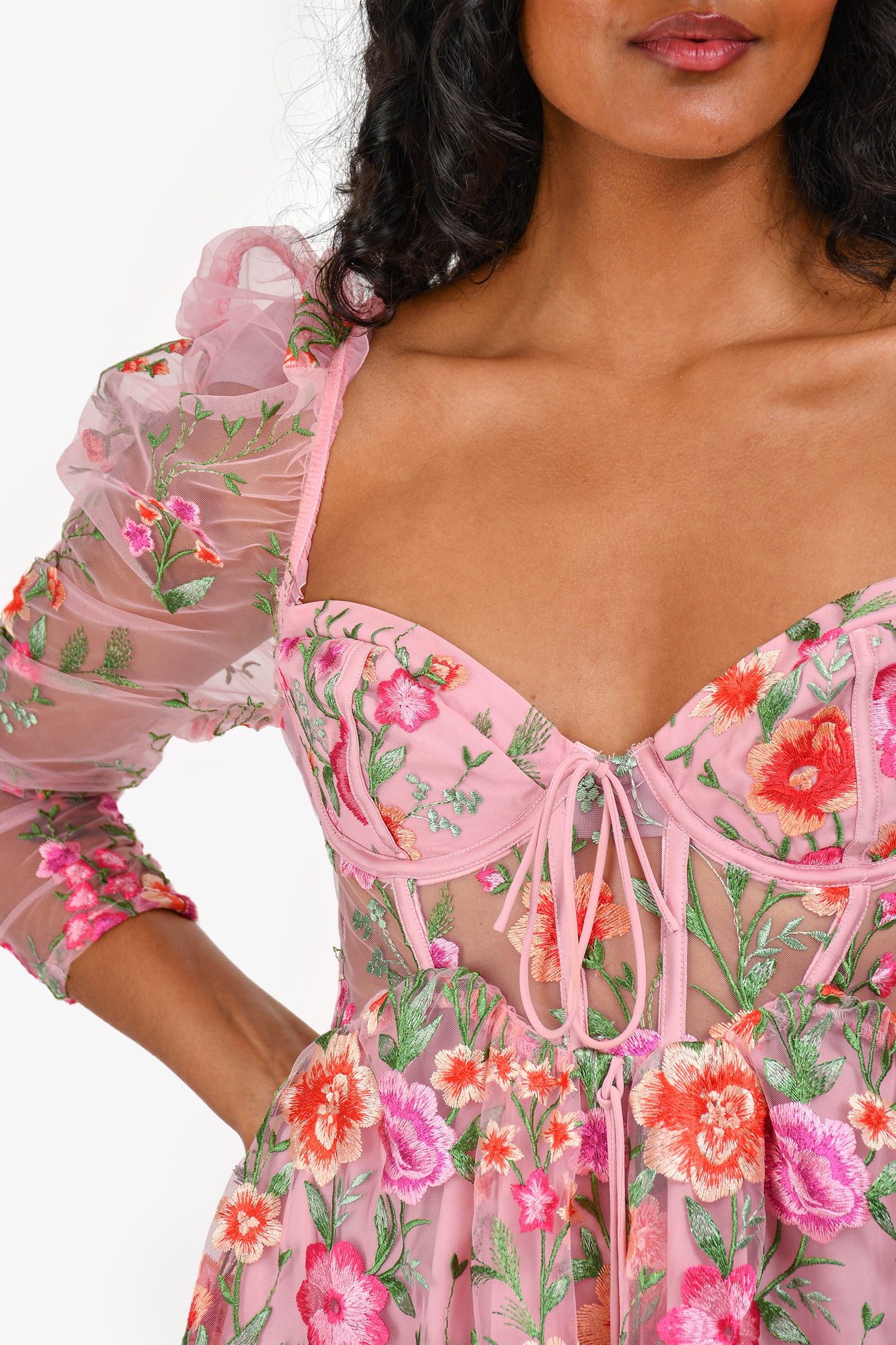 For Love & Lemons Pink Floral Embroidered Tayla Mini Dress Size XXS – Mine  & Yours