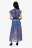 Self-Portrait Blue Eyelet Lace Cape Overlay Maxi Dress Size 0