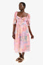 For Love & Lemons Pink/Purple Floral Printed Odessa Midi Dress Size M