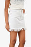 Frame White Denim Distressed Hem Mini Skirt Size 25
