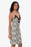 Class Roberto Cavalli Black/ Grey Animal Printe Lace Detailed Sleeveless Dress Size 8 US