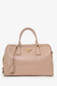 Prada Taupe Saffiano Leather Bowler Bag With Strap (As Is)