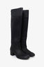 Pre-Loved Chanel™ 2012 Black Leather Quilted Riding Boots Size 40