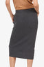 Brunello Cucinelli Grey Waffle Knit Midi Skirt Size M