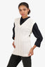 Brunello Cucinelli White Cotton/Linen Sequin Knit Sweater Vest Size XL