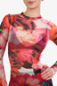 MSGM Pink Floral Mesh Long Sleeve Top Size 38