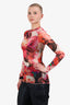 MSGM Pink Floral Mesh Long Sleeve Top Size 38