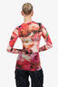 MSGM Pink Floral Mesh Long Sleeve Top Size 38