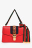 Gucci Red Leather Web Sylvie Small Ribbon Shoulder Bag (As Is)