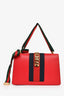 Gucci Red Leather Web Sylvie Small Ribbon Shoulder Bag (As Is)