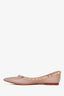 Valentino Beige Leather Rockstud Pointed Toe Flats Size 34.5