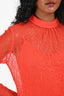 MCQ Alexander McQueen Red Lace High Neck Mini Dress Size 34 with Slip Dress