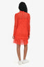 MCQ Alexander McQueen Red Lace High Neck Mini Dress Size 34 with Slip Dress