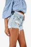 Alexander Wang Blue Denim Boxer Layered Distressed Shorts Est. Size 24