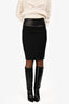 Brunello Cucinelli Black Wool/Leather Knee Length Skirt Size 38