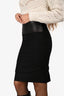 Brunello Cucinelli Black Wool/Leather Knee Length Skirt Size 38