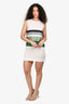 Celine White/Green Silk Printed Sleeveless Dress Size 36