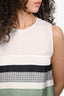 Celine White/Green Silk Printed Sleeveless Dress Size 36