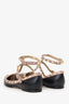 Valentino Black Leather Cage Rockstud Flats Size 37