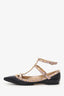 Valentino Black Leather Cage Rockstud Flats Size 37