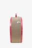 Prada Beige Canvas Pink Crocodile Trim Hat Box