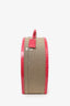 Prada Beige Canvas Pink Crocodile Trim Hat Box