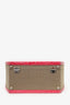 Prada Beige Canvas Pink Crocodile Trim Hat Box