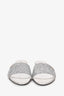 Miu Miu Silver Metallic Leather Glittered Slides Size 36