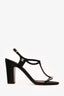 Pre-Loved Chanel™ Black Satin CC Crystal Block Heels Size 38