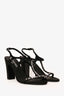 Pre-Loved Chanel™ Black Satin CC Crystal Block Heels Size 38