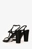 Pre-Loved Chanel™ Black Satin CC Crystal Block Heels Size 38