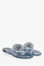 Pre-Loved Chanel™ Blue Glitter Rubber Camelia Sandals Size 37
