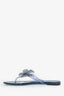 Pre-Loved Chanel™ Blue Glitter Rubber Camelia Sandals Size 37