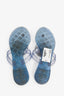 Pre-Loved Chanel™ Blue Glitter Rubber Camelia Sandals Size 37