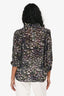Ganni Purple Floral Button Down Blouse Size 36