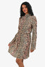 Nanushka Black/Brown ‘Yai’ Animal Print Dress Size S